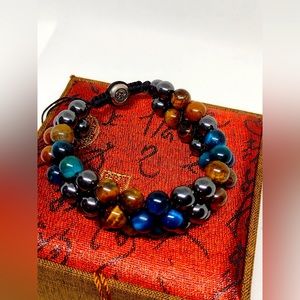 Semi Precious 3 Row Bead Bracelet